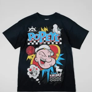 Cheap Popeye Vintage Wash Short Sleeve Tee - Black Graphic Tees