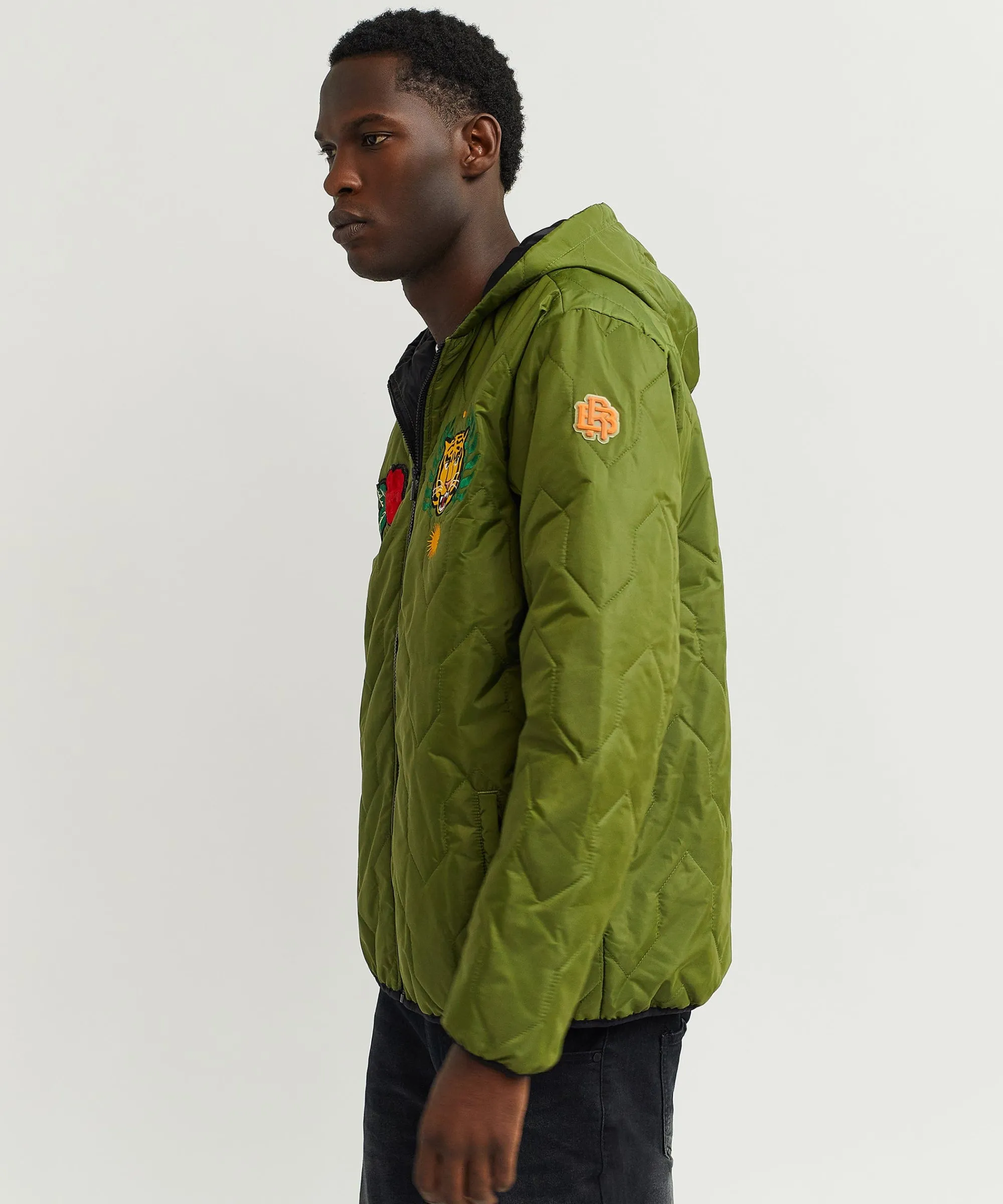 quilted_hooded_jacket__olive_green_3.webp Best Sale Quilted Hooded Jacket - Olive Green Quilted Jackets