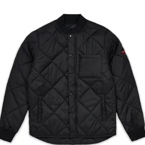 Fashion Quilted Shirt Jacket With Lining - Black Quilted Jackets