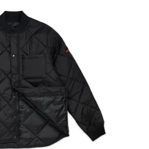 Fashion Quilted Shirt Jacket With Lining - Black Quilted Jackets
