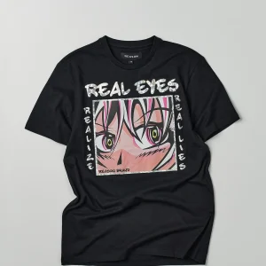 New Real Eyes Hologram Print Short Sleeve Tee - Black Graphic Tees