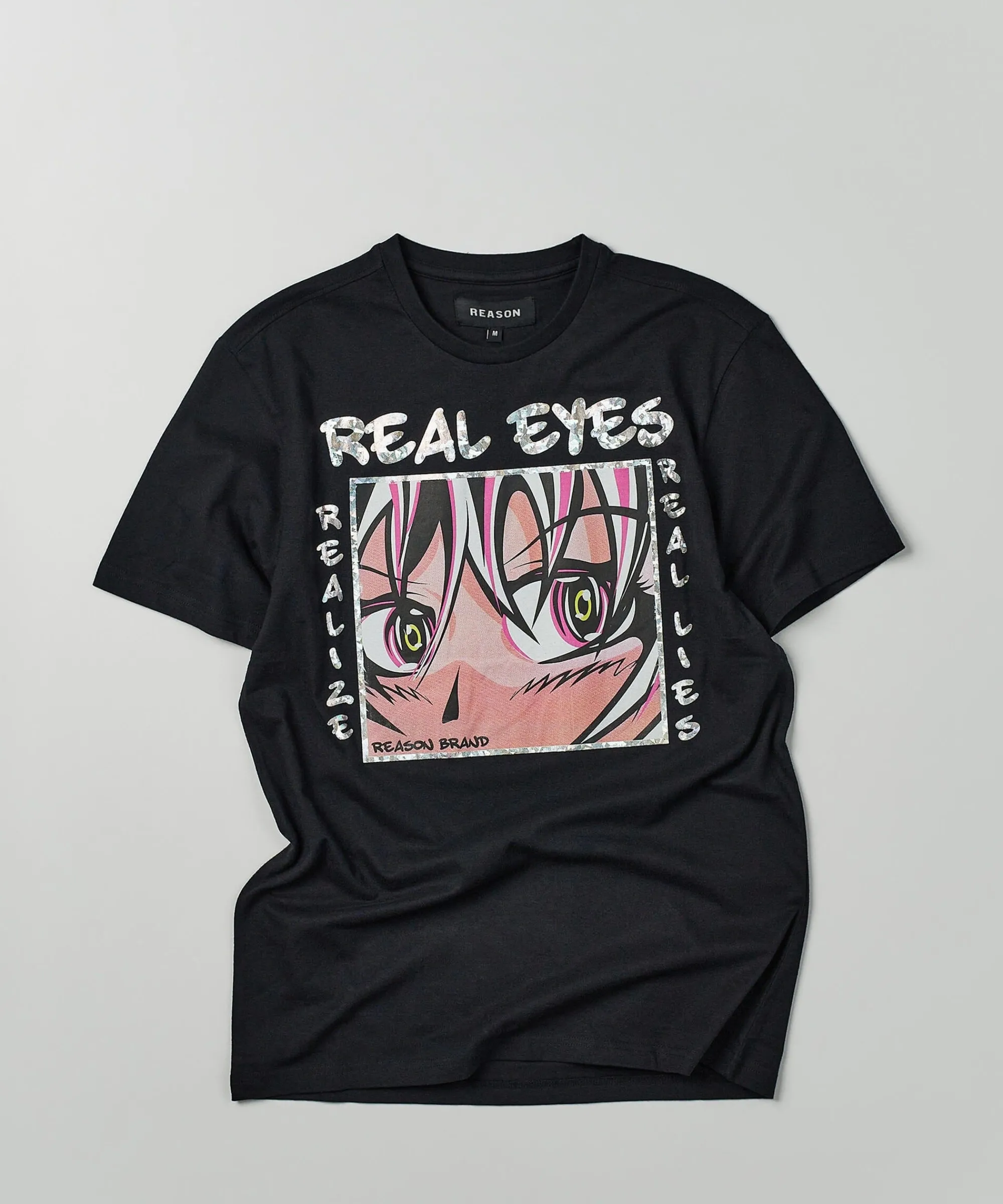 real_eyes_hologram_print_short_sleeve_tee__black_0.webp New Real Eyes Hologram Print Short Sleeve Tee - Black Graphic Tees