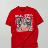 Cheap Real Eyes Hologram Print Short Sleeve Tee - Red Graphic Tees