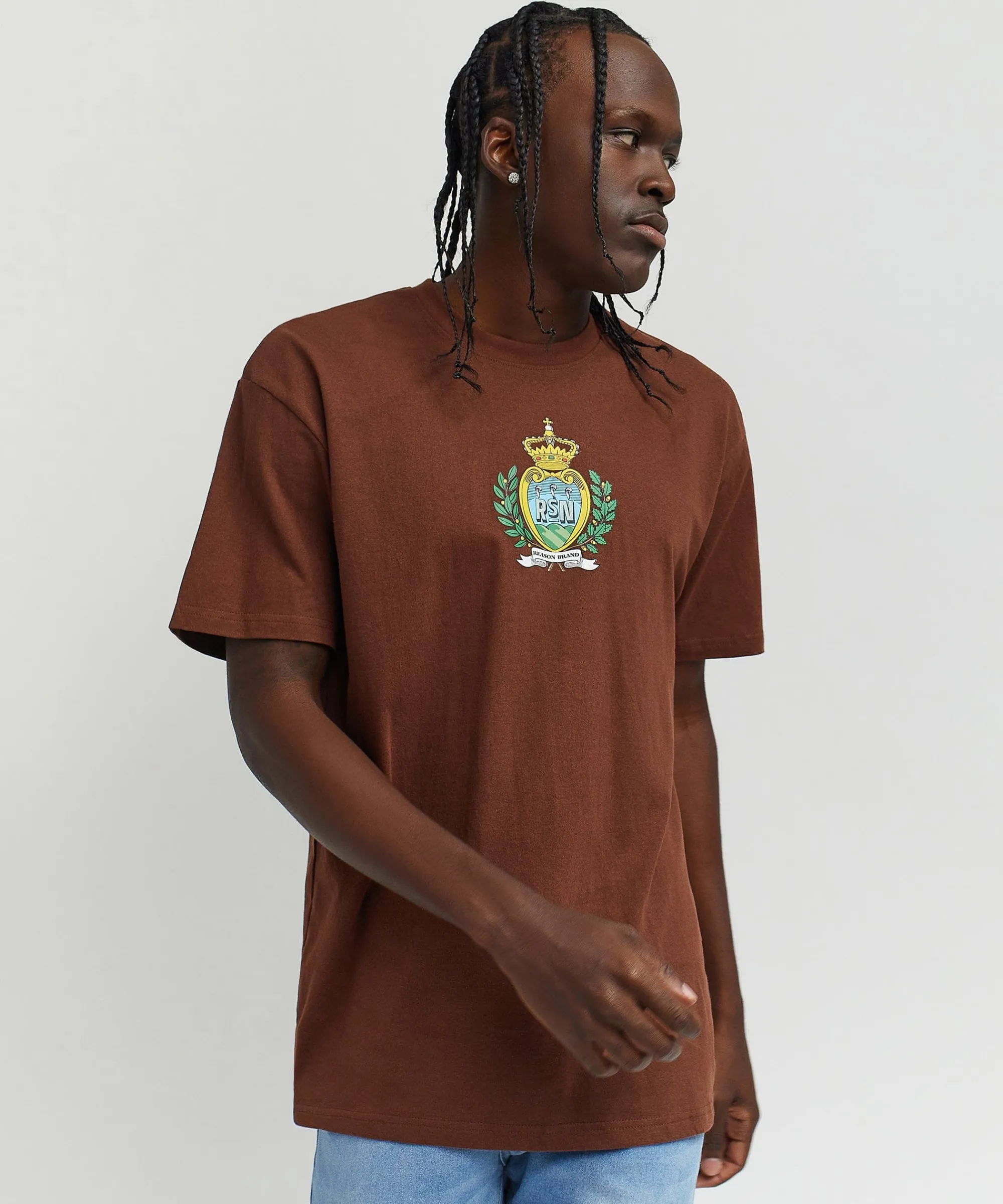 reason_regal_short_sleeve_tee__brown_0.webp Clearance Reason Regal Short Sleeve Tee - Brown Graphic Tees