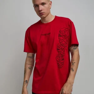 Cheap Respect Embroidered Short Sleeve Tee - Red Graphic Tees