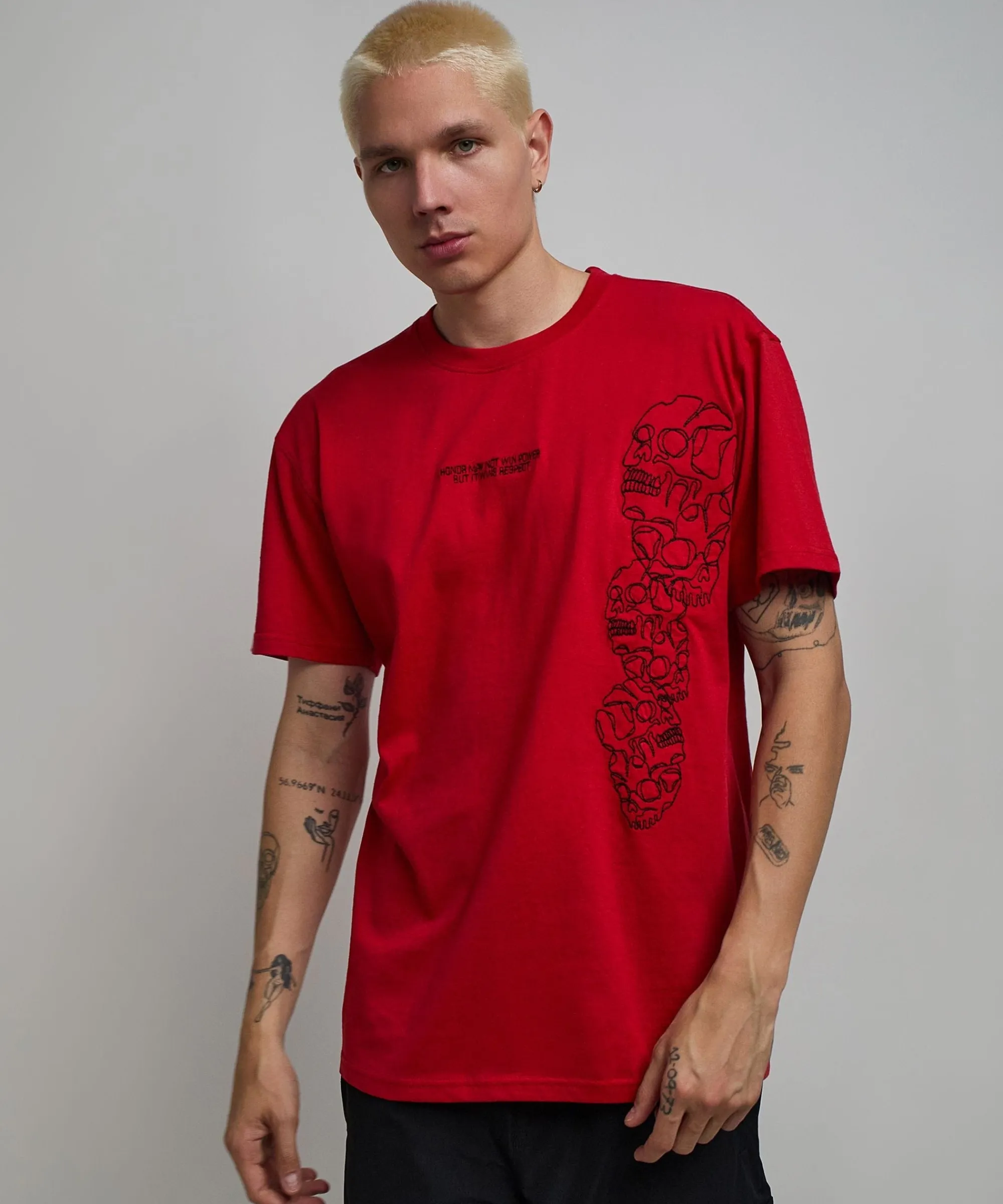 respect_embroidered_short_sleeve_tee__red_4.webp Cheap Respect Embroidered Short Sleeve Tee - Red Graphic Tees
