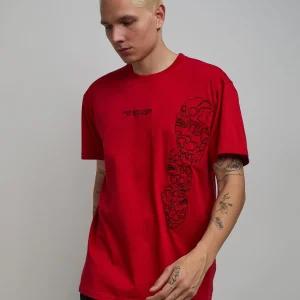 Cheap Respect Embroidered Short Sleeve Tee - Red Graphic Tees