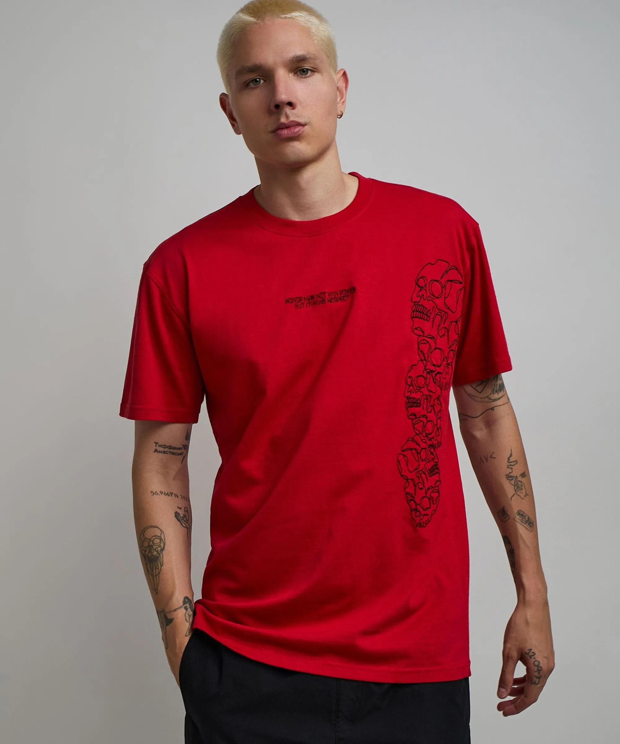 respect_embroidered_short_sleeve_tee__red_6.webp Cheap Respect Embroidered Short Sleeve Tee - Red Graphic Tees