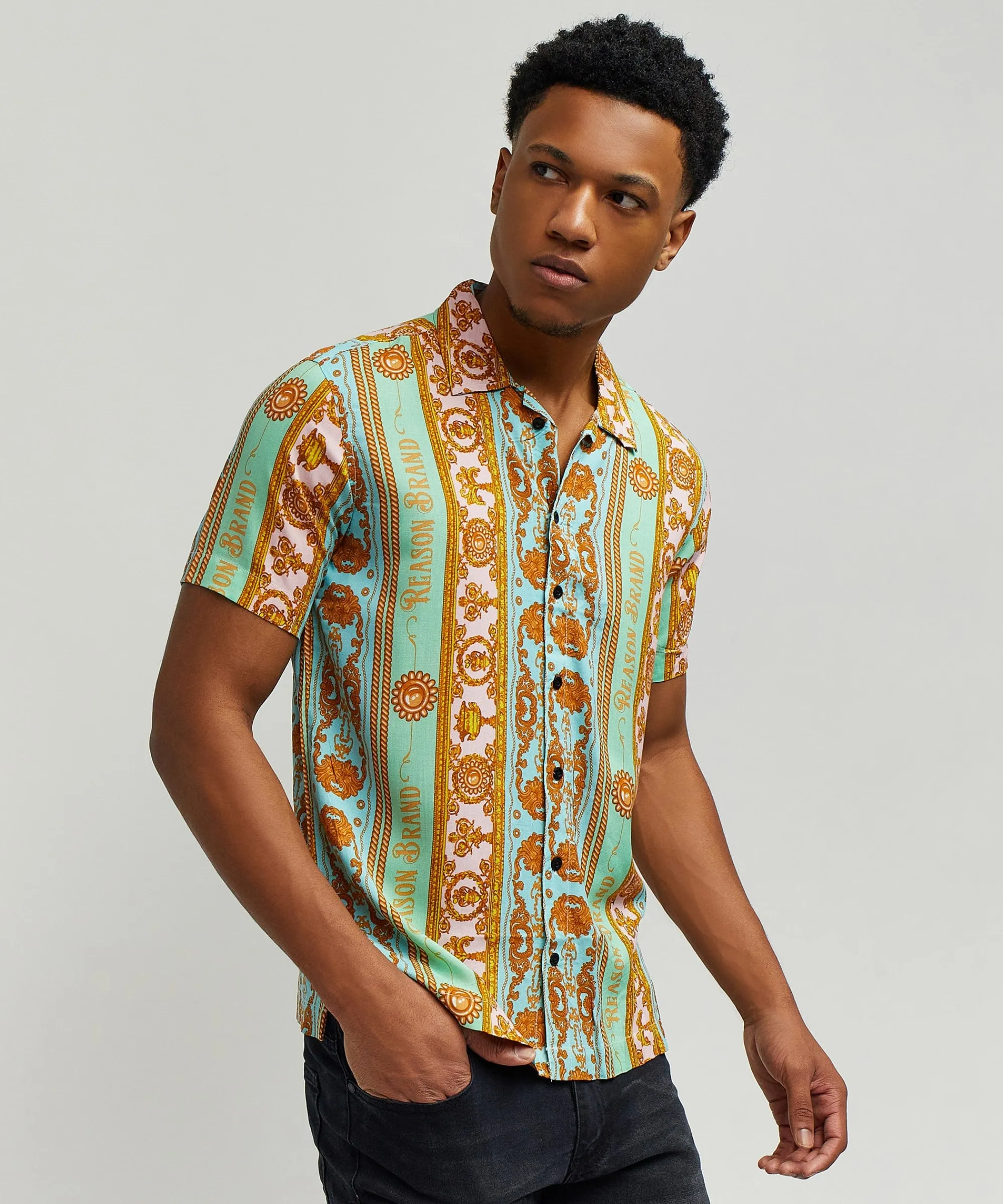 royal_chain_allover_print_short_sleeve_shirt_0.webp Hot Royal Chain Allover Print Short Sleeve Shirt Button Downs