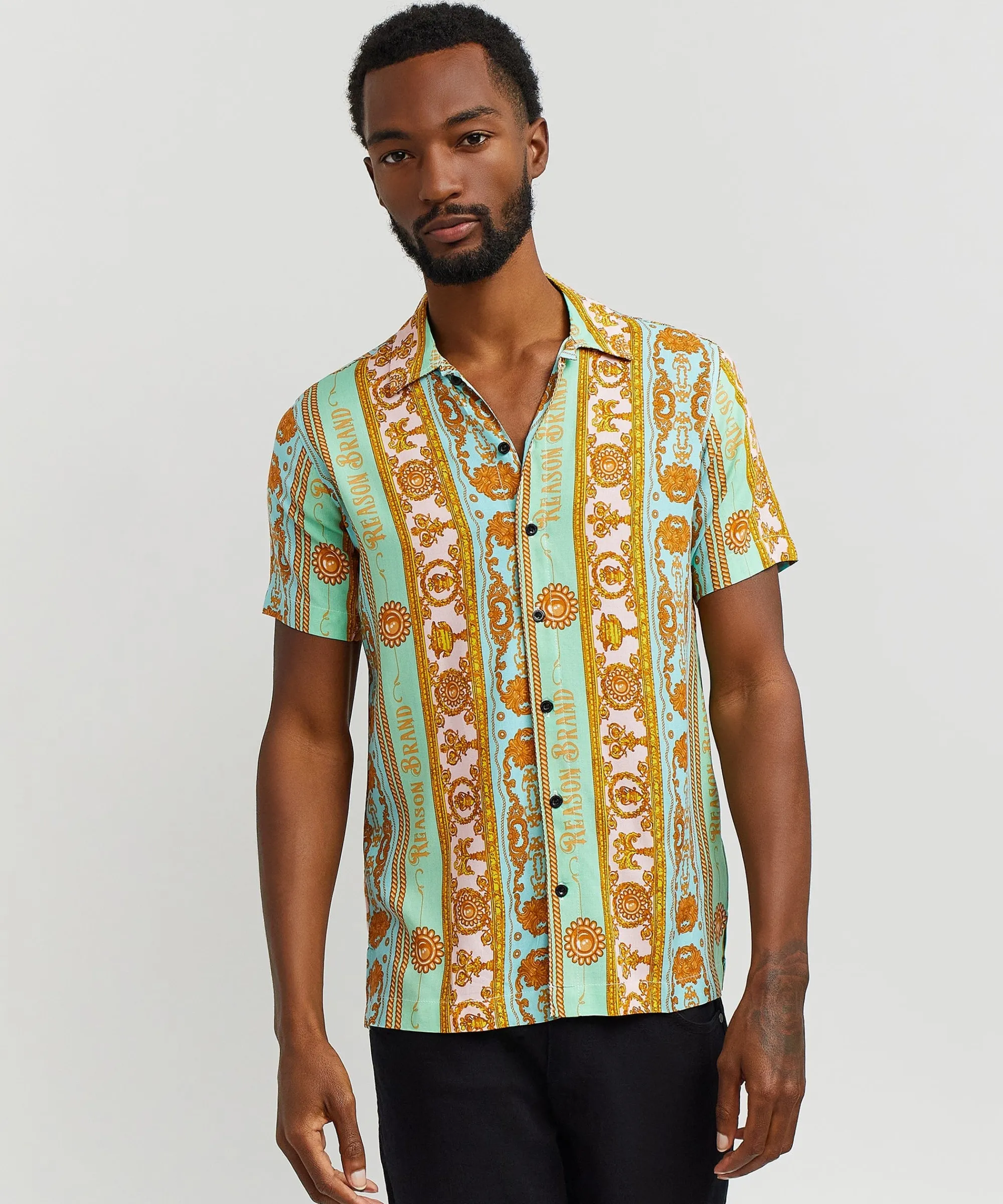royal_chain_allover_print_short_sleeve_shirt_4.webp Hot Royal Chain Allover Print Short Sleeve Shirt Button Downs