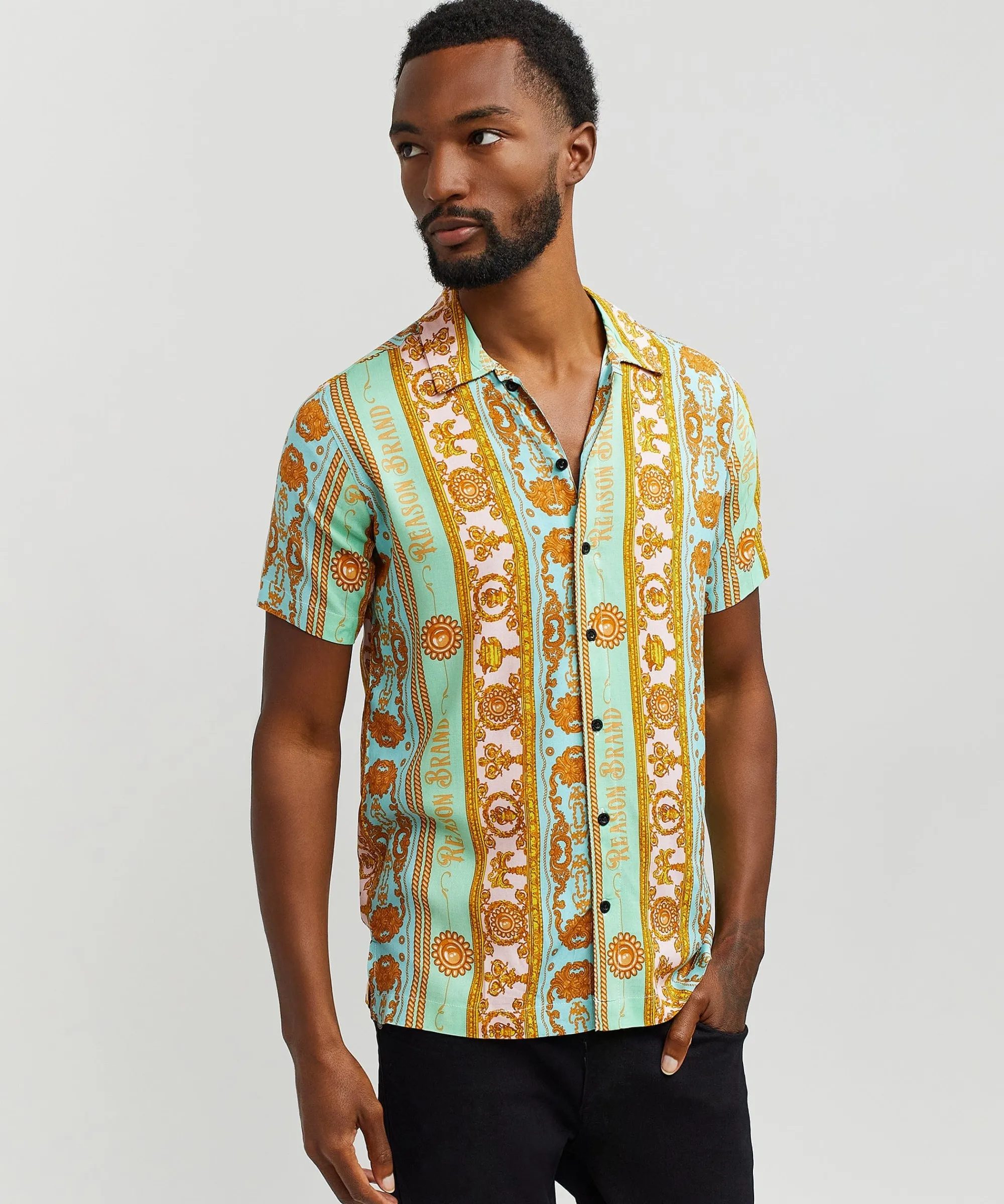 royal_chain_allover_print_short_sleeve_shirt_6.webp Hot Royal Chain Allover Print Short Sleeve Shirt Button Downs