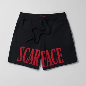 Best Sale Scarface Fleece Glitter Sugar Print Shorts - Black Shorts