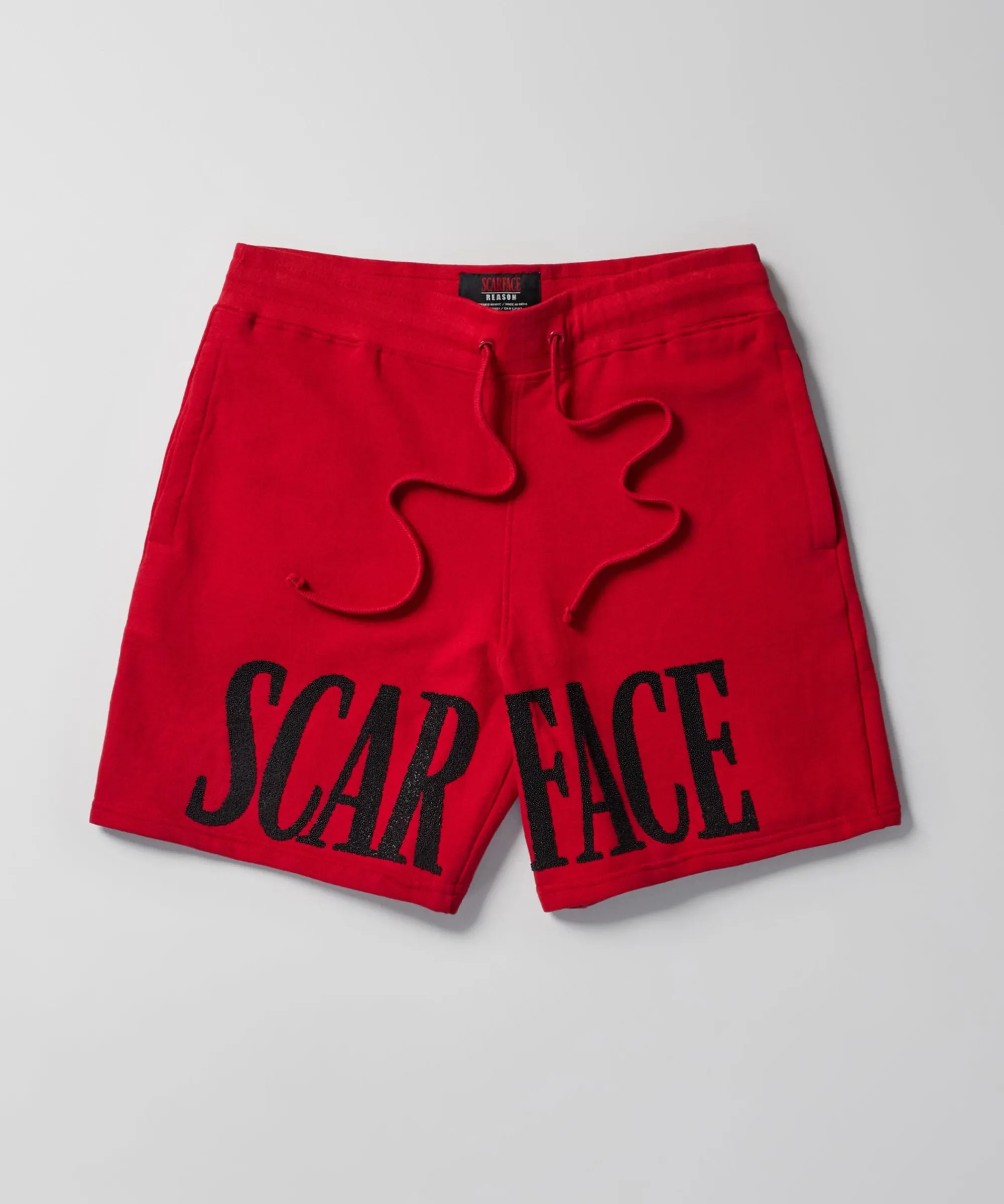 scarface_fleece_glitter_sugar_print_shorts__red_0.webp Fashion Scarface Fleece Glitter Sugar Print Shorts - Red Shorts