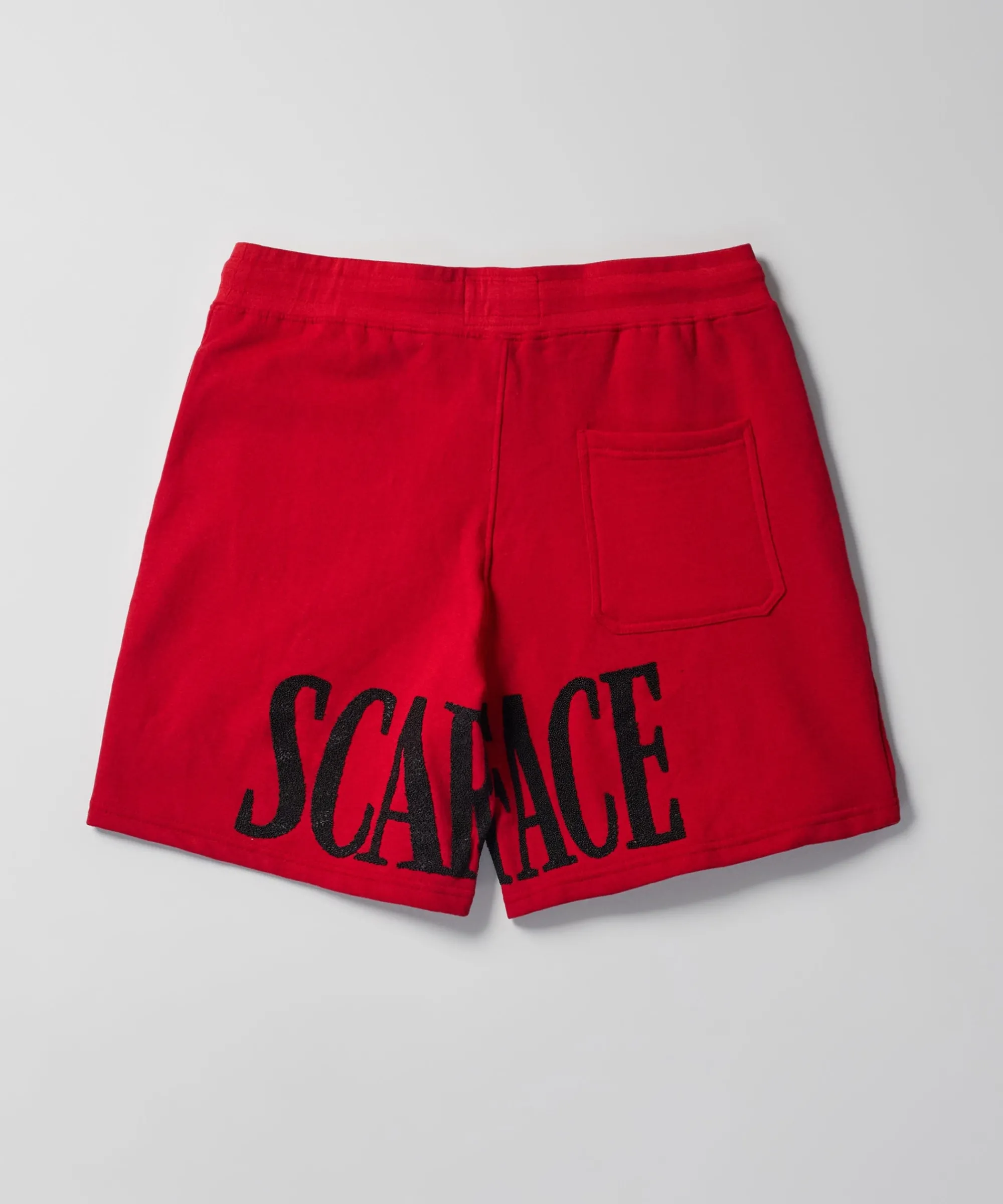 scarface_fleece_glitter_sugar_print_shorts__red_1.webp Fashion Scarface Fleece Glitter Sugar Print Shorts - Red Shorts