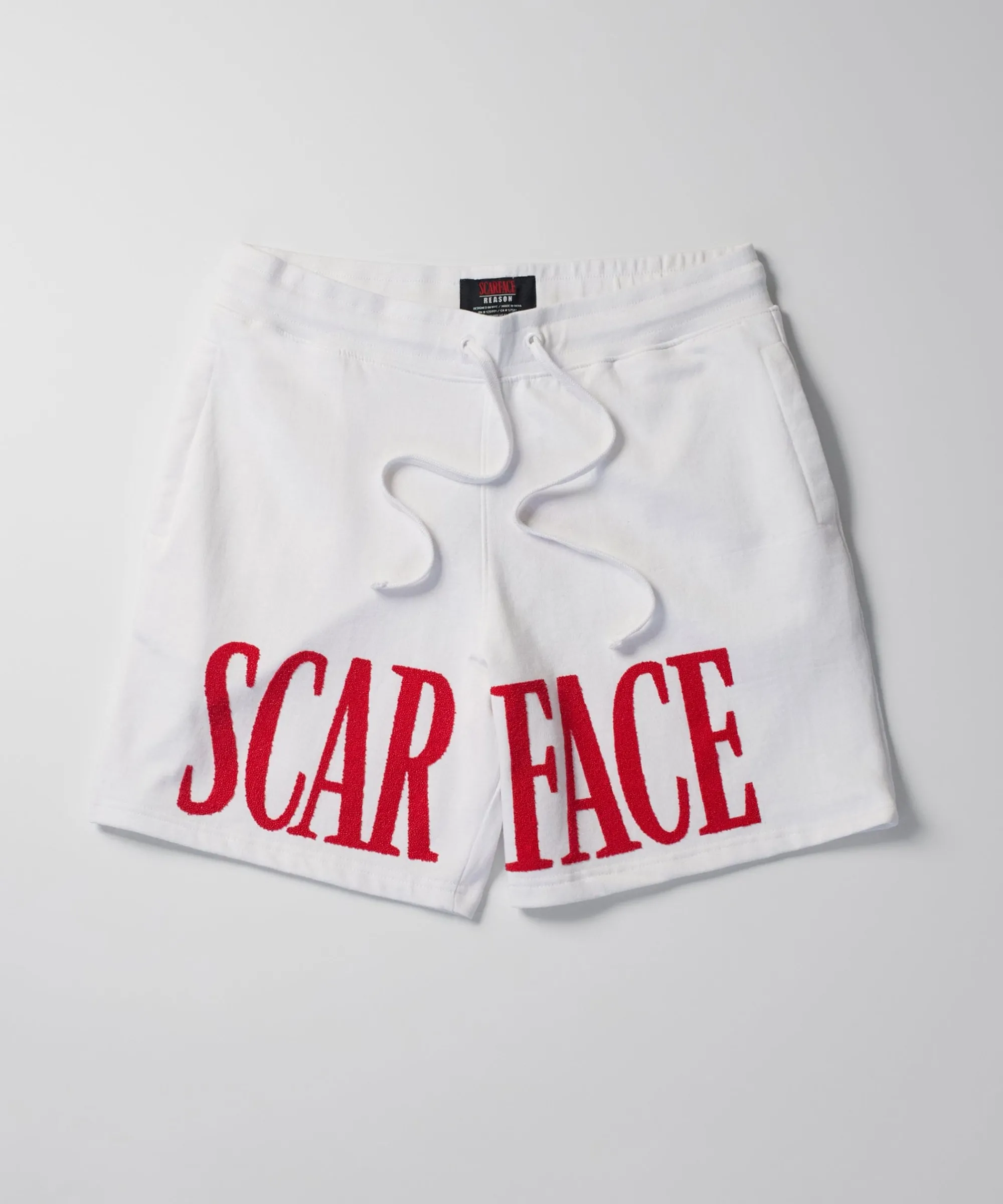 scarface_fleece_glitter_sugar_print_shorts__white_0.webp Best Sale Scarface Fleece Glitter Sugar Print Shorts - White Shorts