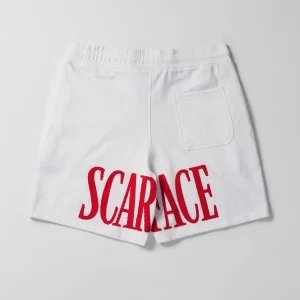 Best Sale Scarface Fleece Glitter Sugar Print Shorts - White Shorts