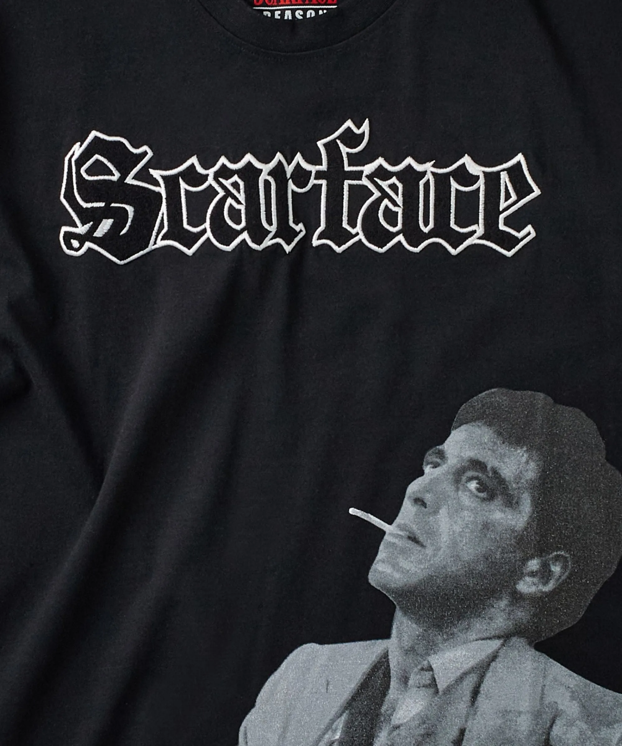 scarface_old_english_short_sleeve_tee__black_2.webp Shop Scarface Old English Short Sleeve Tee - Black Graphic Tees