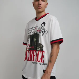 Shop Scarface™ Pinstripe Baseball Jersey - White Jerseys