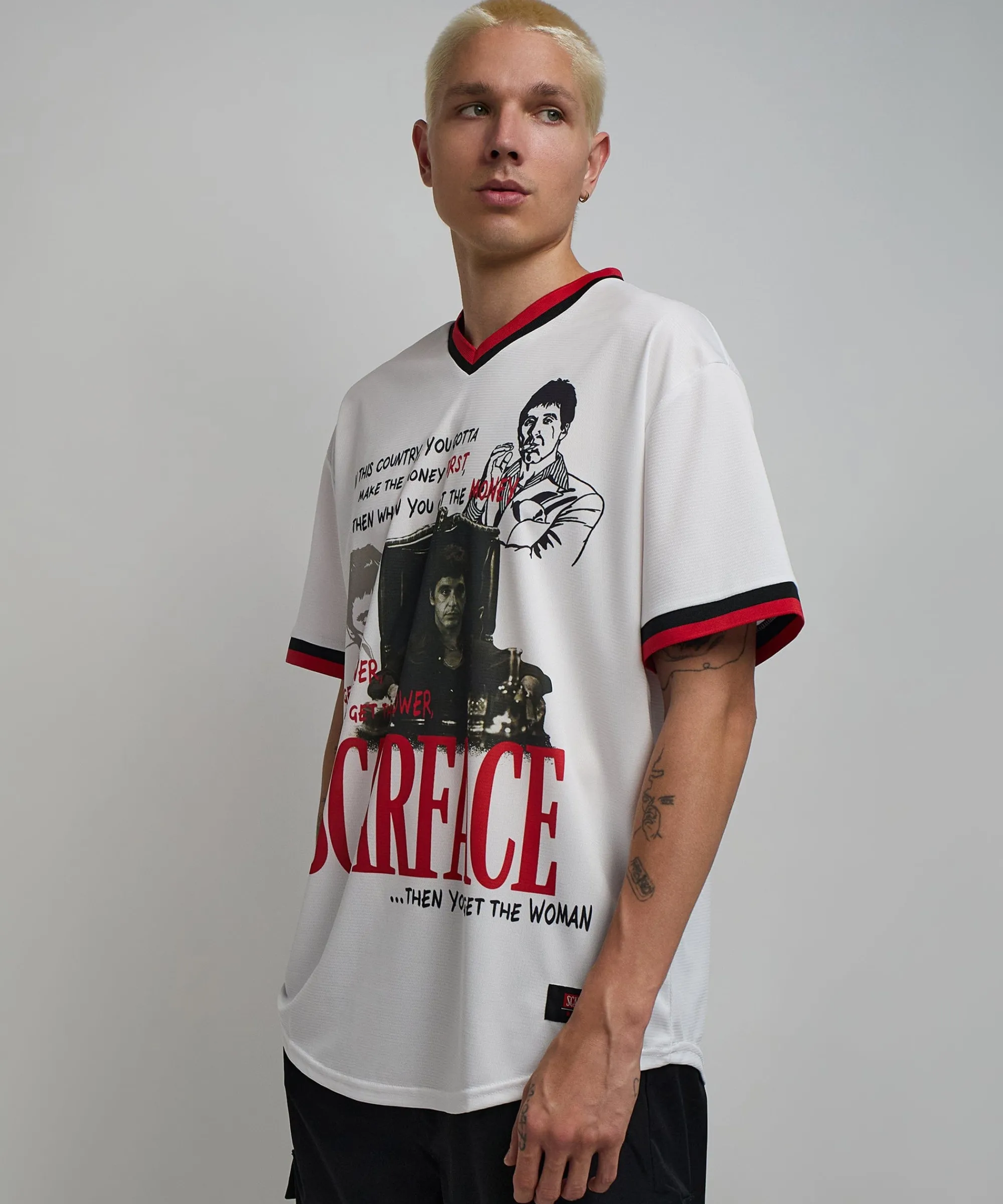 scarface_pinstripe_baseball_jersey__white_2.webp Shop Scarface™ Pinstripe Baseball Jersey - White Jerseys