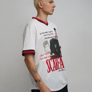 Shop Scarface™ Pinstripe Baseball Jersey - White Jerseys
