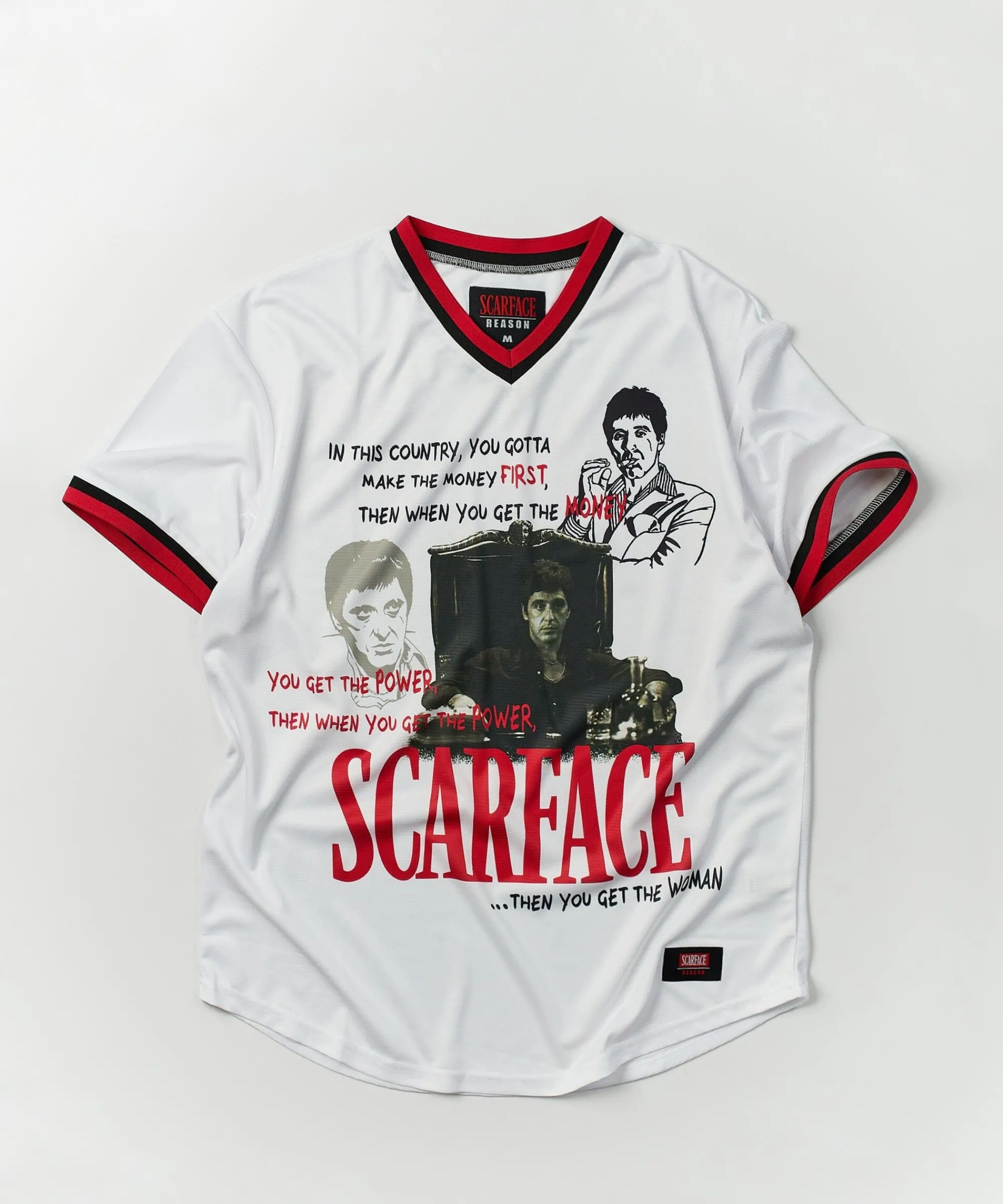 scarface_pinstripe_baseball_jersey__white_5.webp Shop Scarface™ Pinstripe Baseball Jersey - White Jerseys