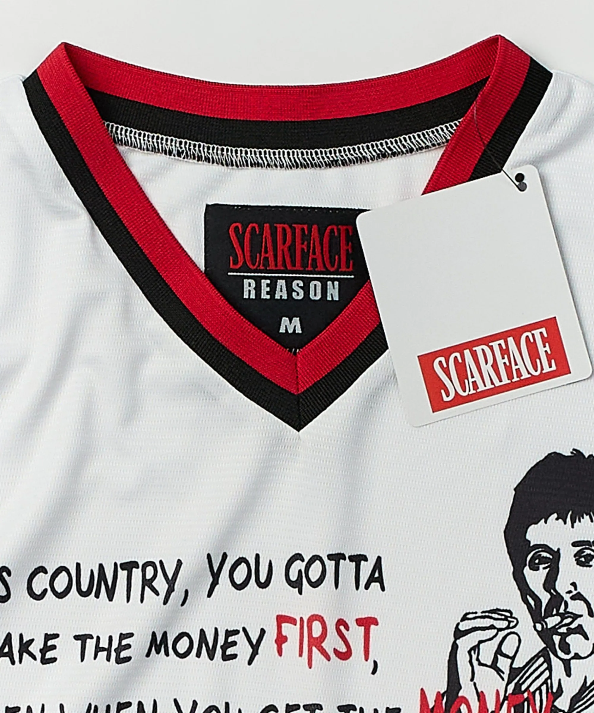 scarface_pinstripe_baseball_jersey__white_6.webp Shop Scarface™ Pinstripe Baseball Jersey - White Jerseys
