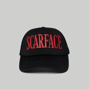 Shop Scarface Print Trucker Hat - Black Hats