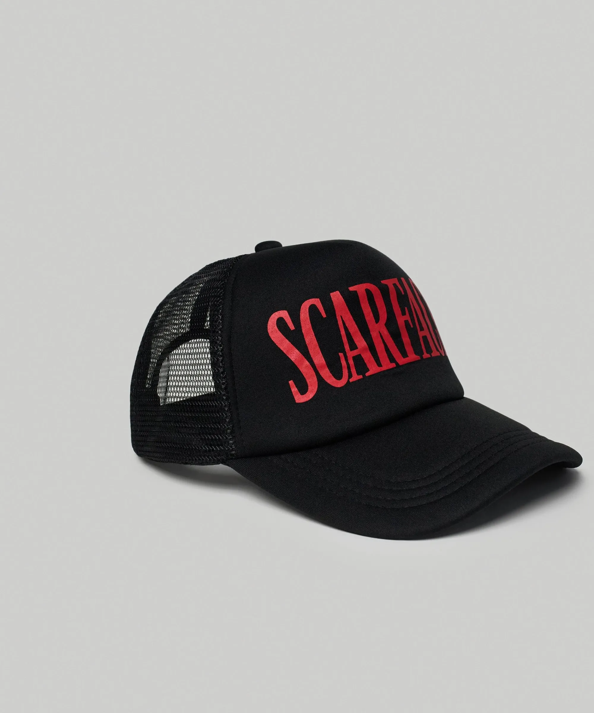 scarface_print_trucker_hat__black_1.webp Shop Scarface Print Trucker Hat - Black Hats