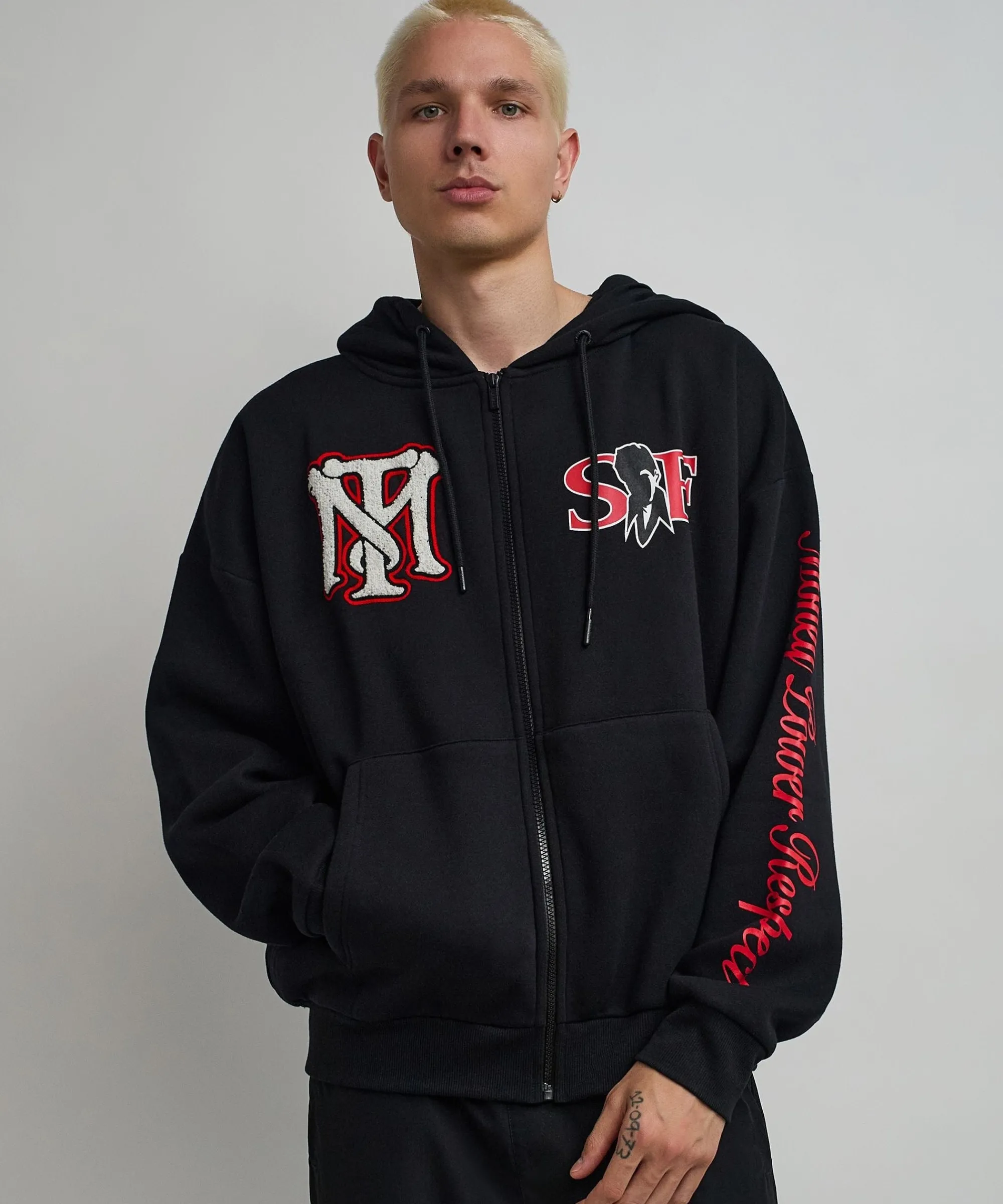 scarface_respect_full_zip_hoodie__black_4.webp Outlet Scarface Respect Full Zip Hoodie - Black Hoodies | Hoodies