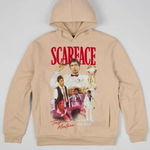 Store Scarface Say Hello Embroidered Patch Hoodie - Khaki Hoodies | Hoodies