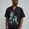 Sale Scarface Tony Montana Short Sleeve Shirt Box Fit - Black Button Downs