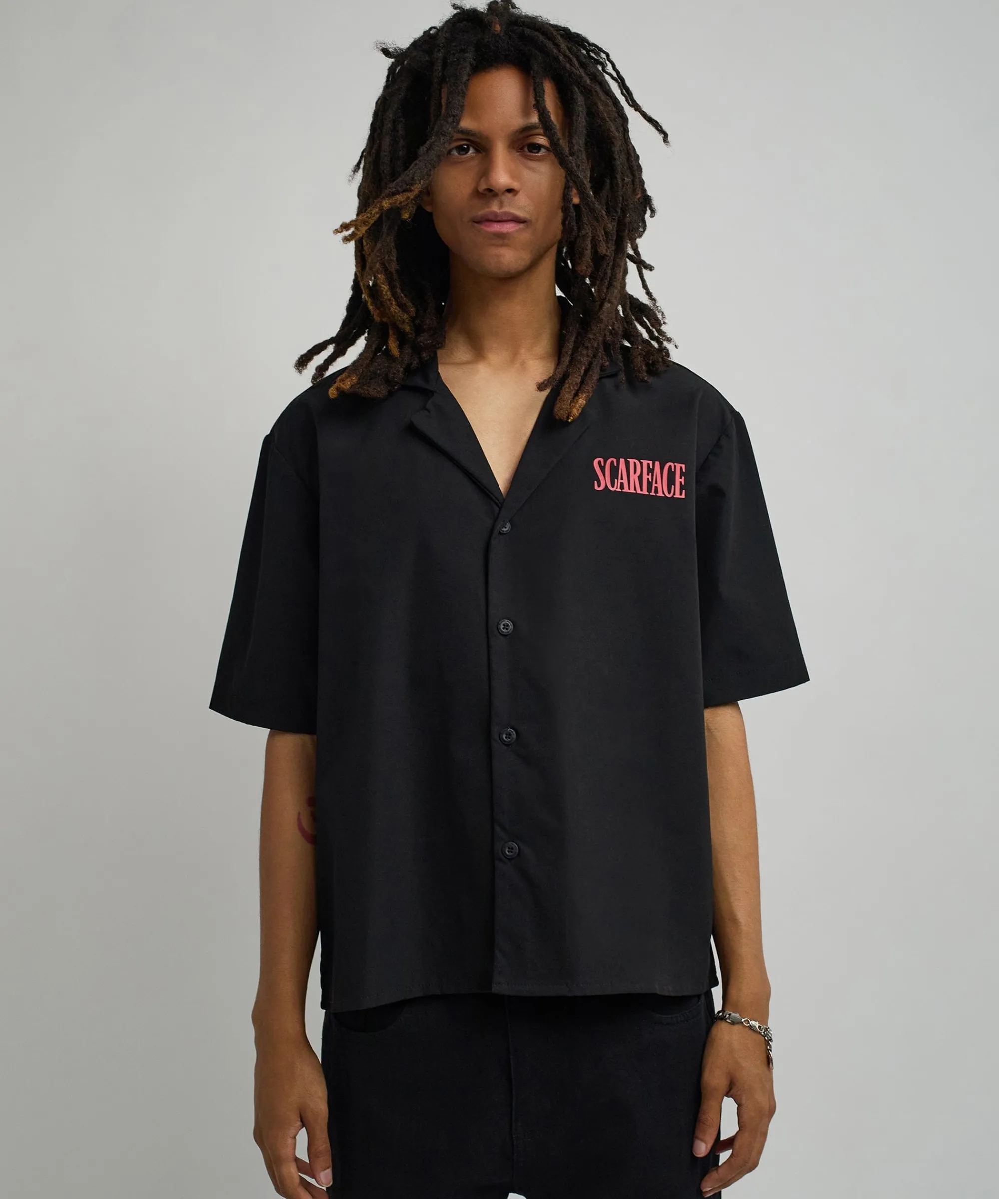 scarface_woven_shirt__black_0.webp Best Scarface Woven Shirt - Black Button Downs | Oversized Tees