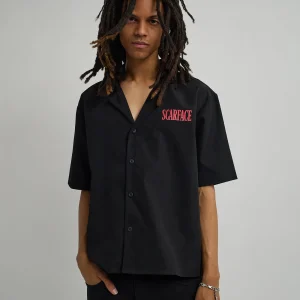Best Scarface Woven Shirt - Black Button Downs | Oversized Tees