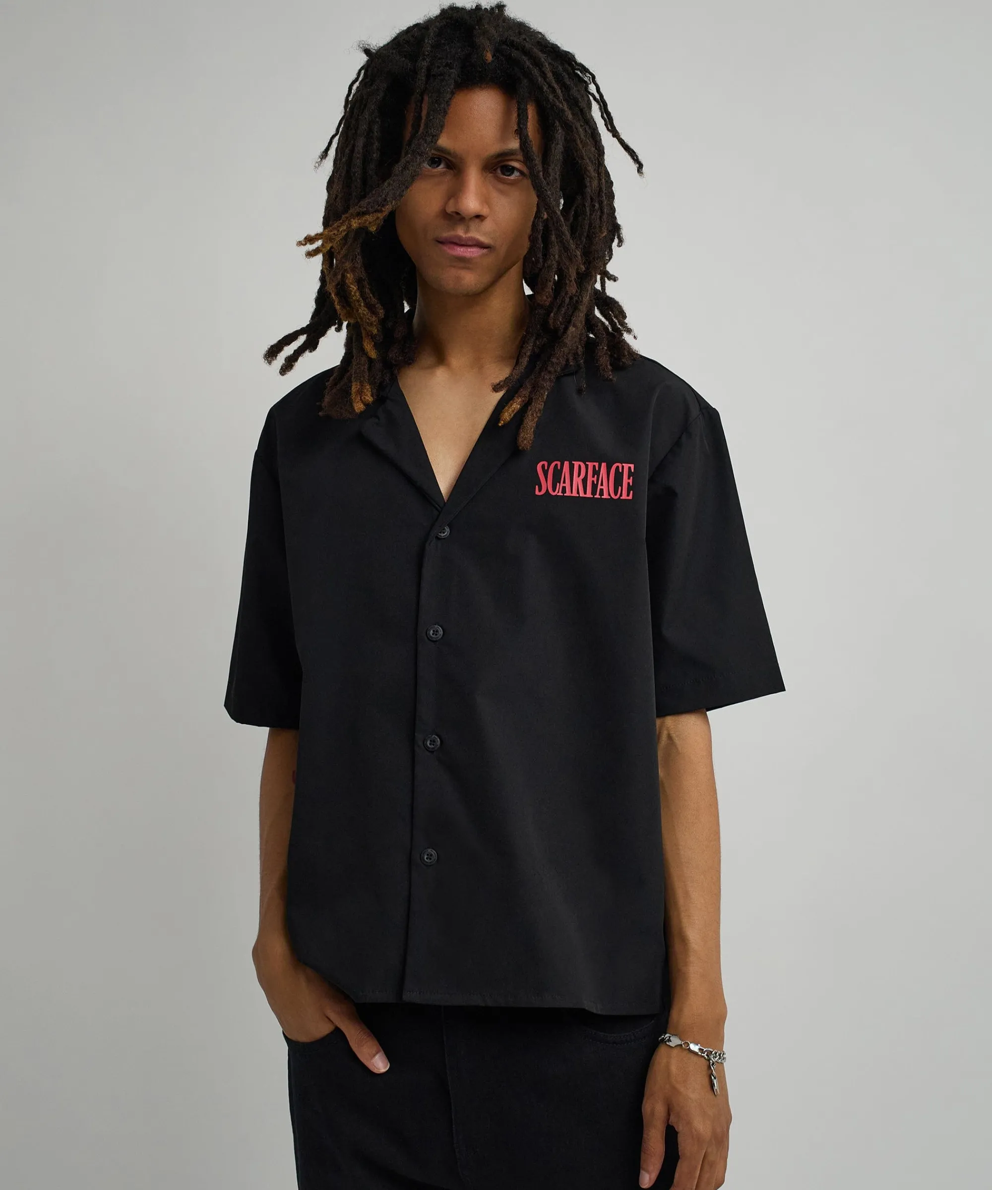 scarface_woven_shirt__black_5.webp Best Scarface Woven Shirt - Black Button Downs | Oversized Tees