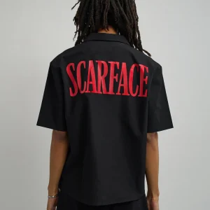 Best Scarface Woven Shirt - Black Button Downs | Oversized Tees