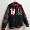 Fashion Scarface™ X Reason Collab Patched Wool Varsity Jacket - Black Varsity Jackets