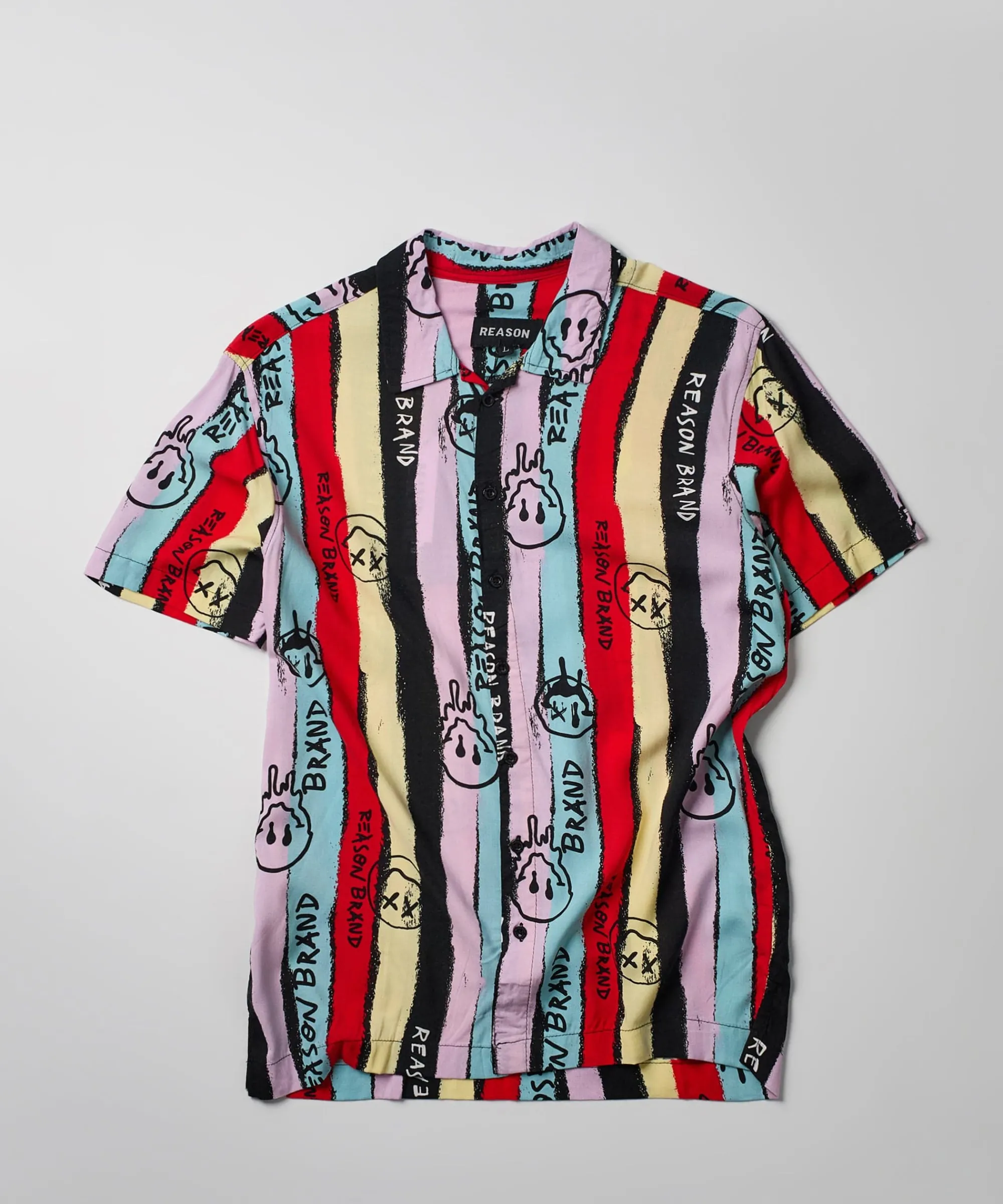 smiley_face_allover_print_short_sleeve_shirt_2.webp New Smiley Face Allover Print Short Sleeve Shirt Button Downs