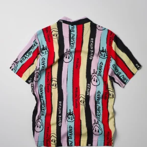 New Smiley Face Allover Print Short Sleeve Shirt Button Downs