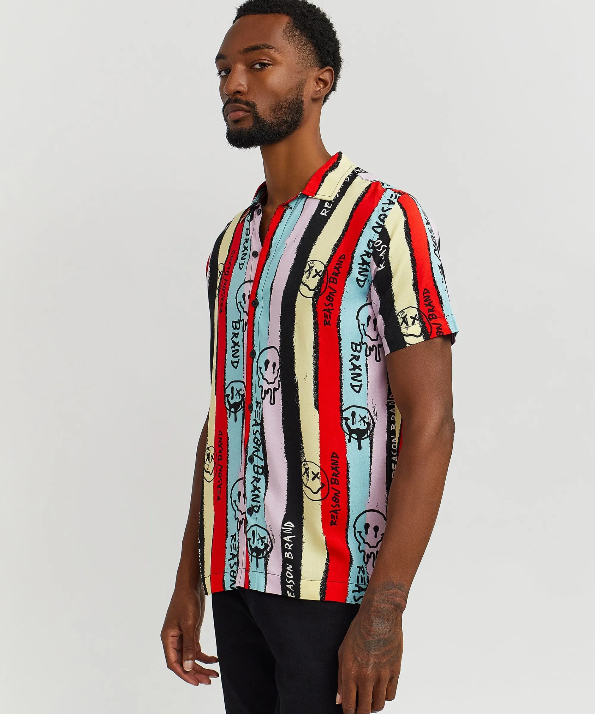 smiley_face_allover_print_short_sleeve_shirt_5.webp New Smiley Face Allover Print Short Sleeve Shirt Button Downs