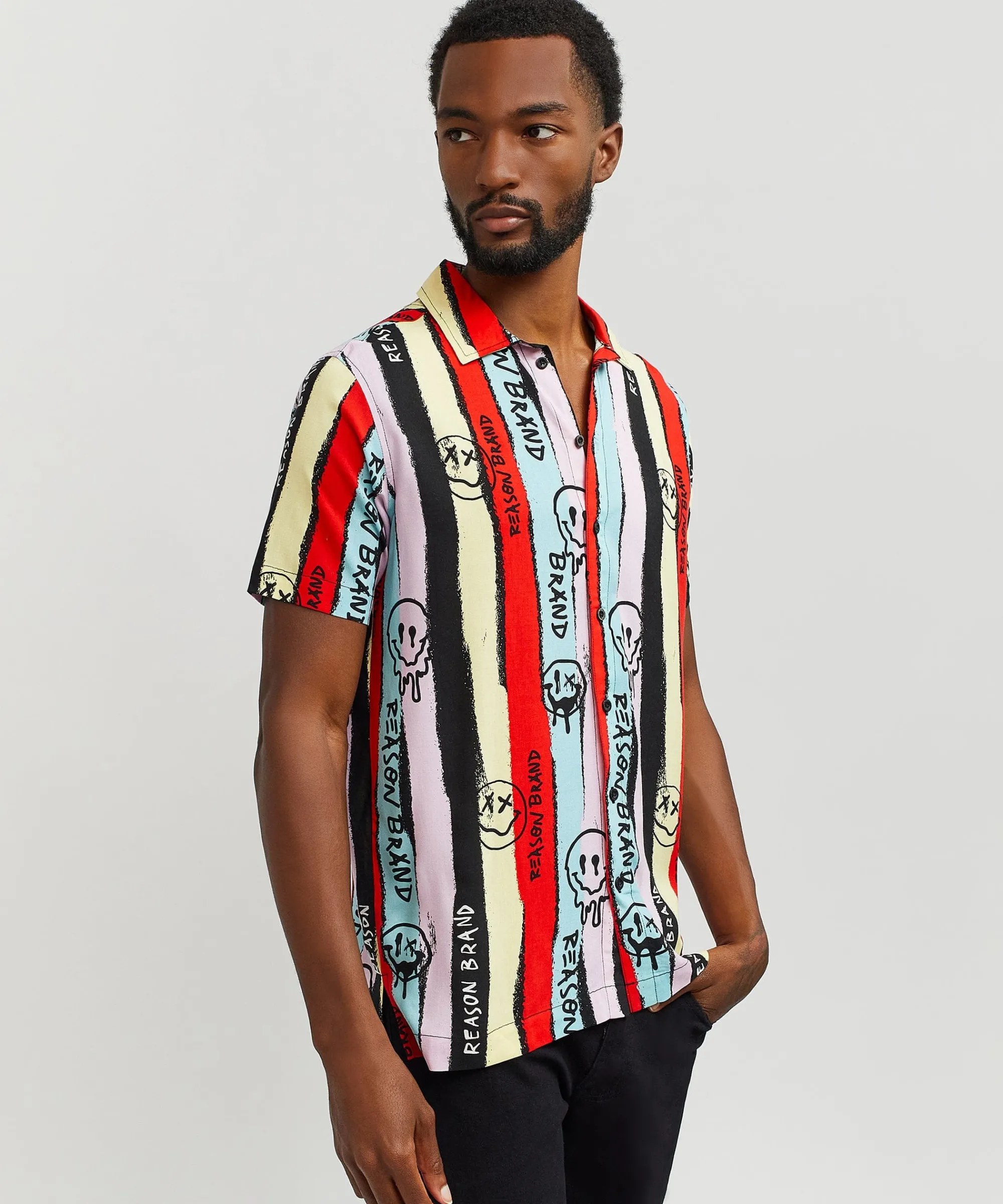 smiley_face_allover_print_short_sleeve_shirt_6.webp New Smiley Face Allover Print Short Sleeve Shirt Button Downs