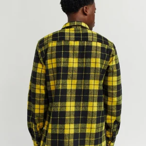 Best Spliced Checkered Color Blocked Overshirt - Purple Button Downs | Flannels