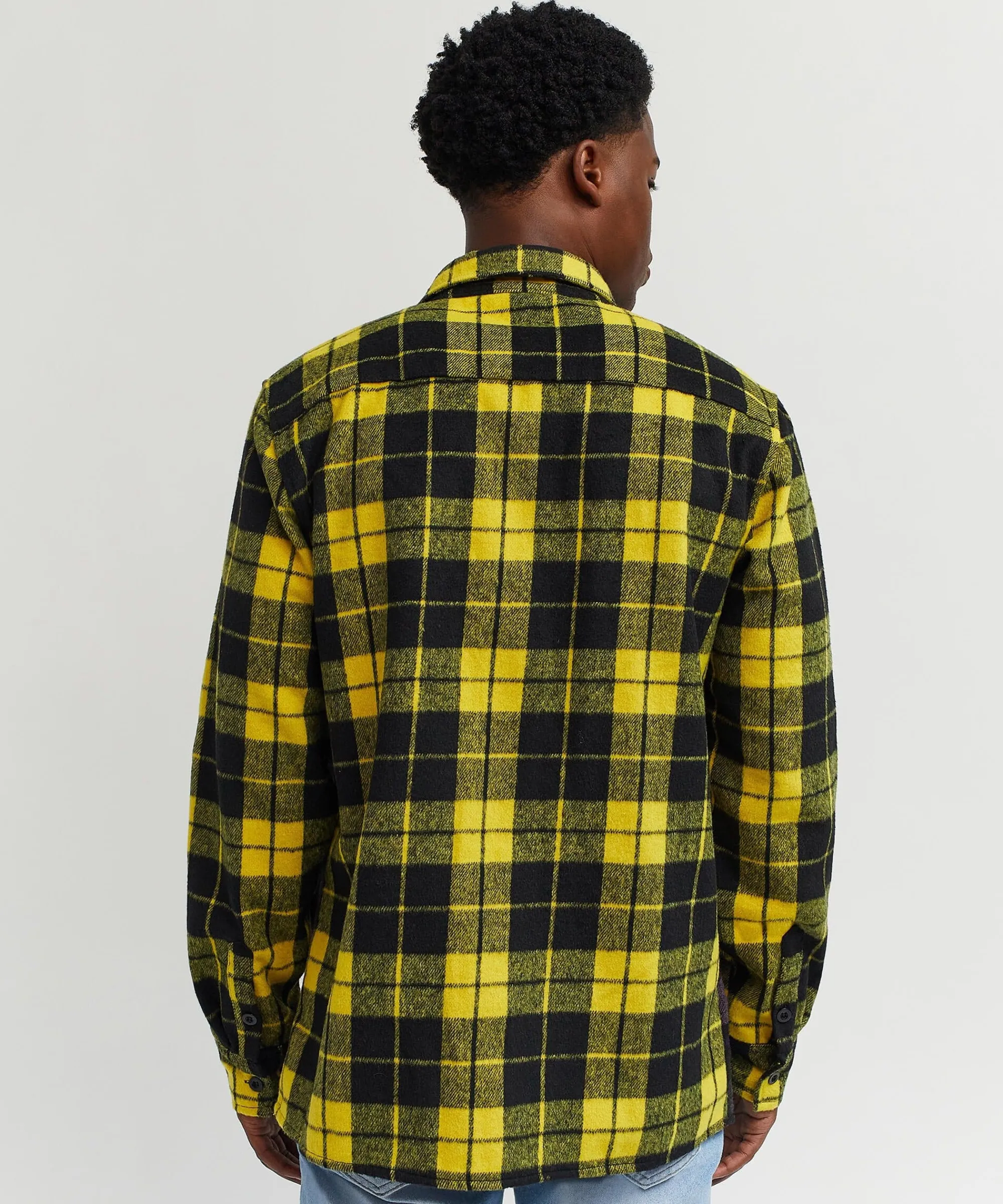 spliced_checkered_color_blocked_overshirt__purple_1.webp Best Spliced Checkered Color Blocked Overshirt - Purple Button Downs | Flannels