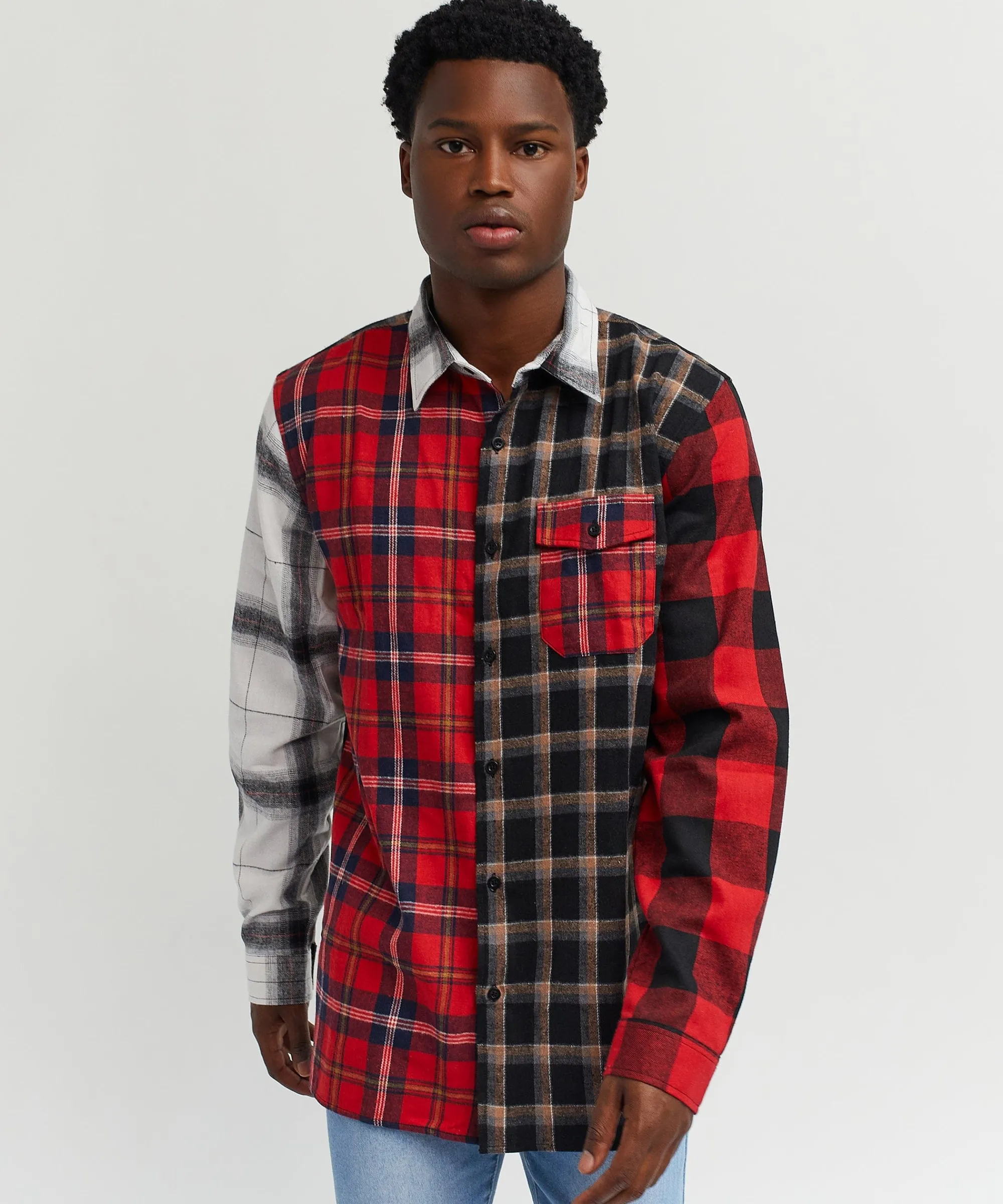 split_flannel_checkered_shirt__multi_0.webp Online Split Flannel Checkered Shirt - Multi Flannels | Button Downs