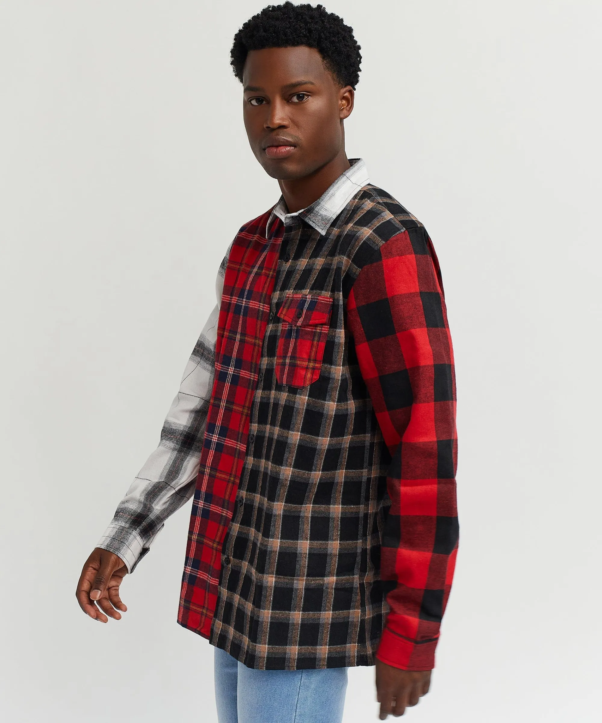 split_flannel_checkered_shirt__multi_2.webp Online Split Flannel Checkered Shirt - Multi Flannels | Button Downs