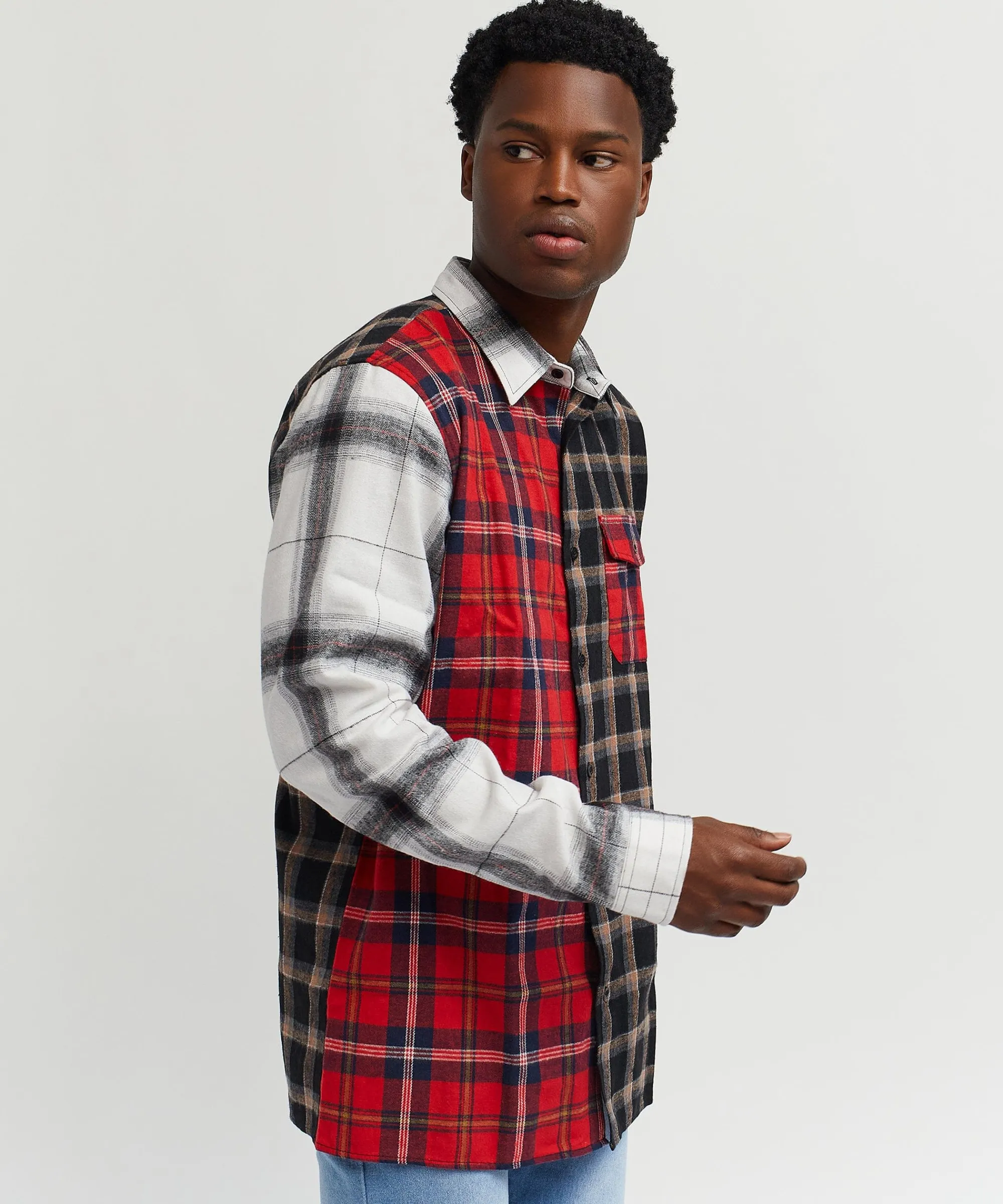 split_flannel_checkered_shirt__multi_3.webp Online Split Flannel Checkered Shirt - Multi Flannels | Button Downs