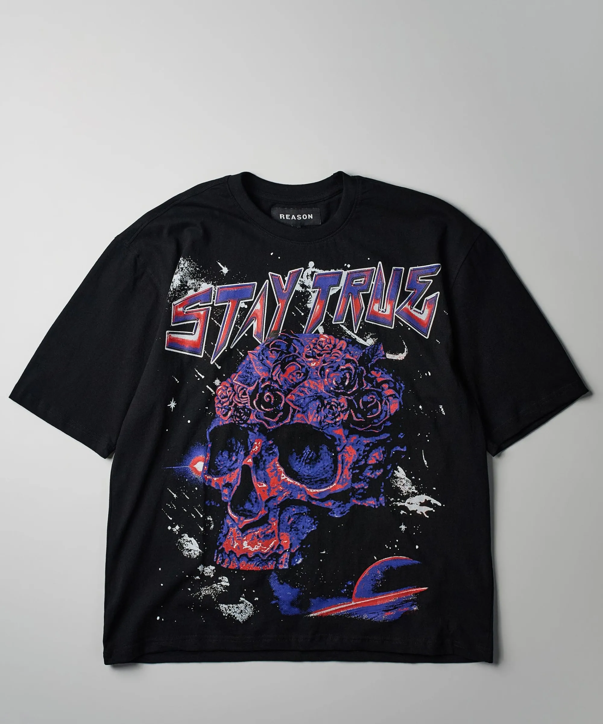 Shop Stay True World Tour Oversized Front And Back Print Tee - Black Oversized Tees | Graphic Tees