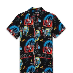 Online Street Art Allover Print Short Sleeve Shirt Button Downs