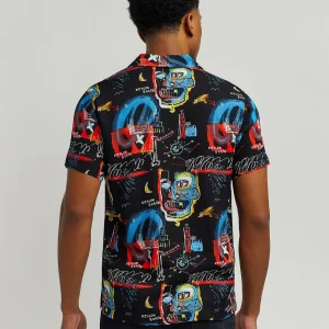 Online Street Art Allover Print Short Sleeve Shirt Button Downs