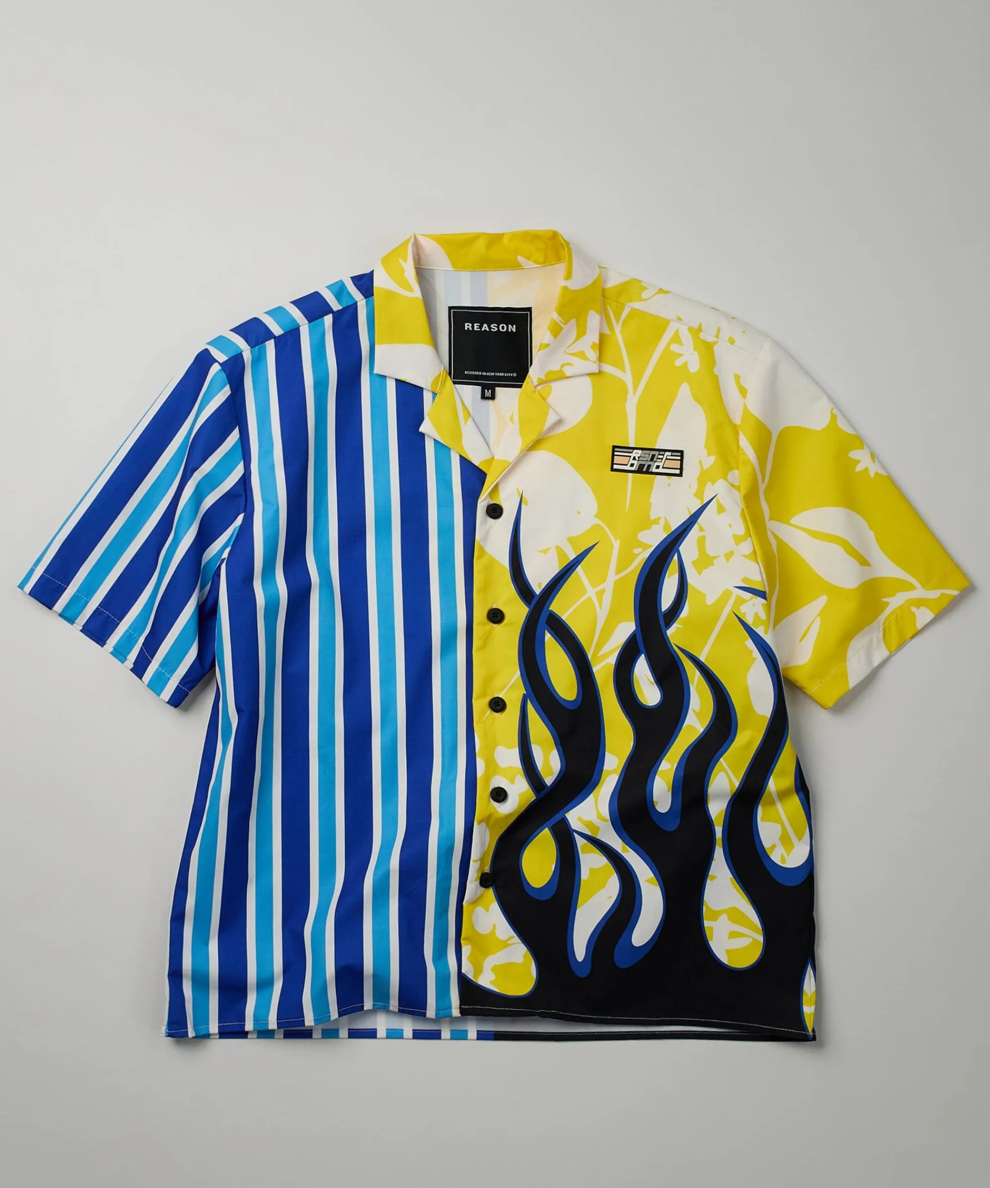 stripes_and_flames_split_short_sleeve_shirt_1.webp Cheap Stripes And Flames Split Short Sleeve Shirt Button Downs