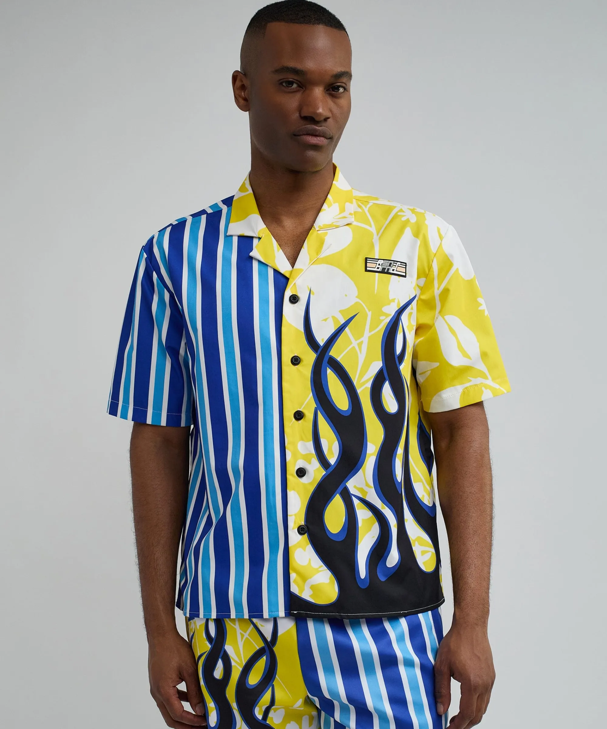 stripes_and_flames_split_short_sleeve_shirt_3.webp Cheap Stripes And Flames Split Short Sleeve Shirt Button Downs